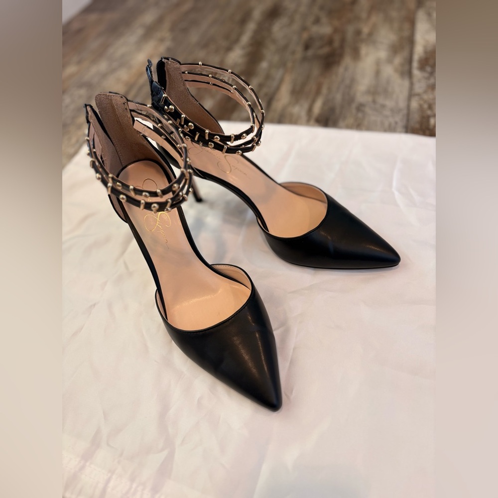 Elegant Black Studded Jessica Simpson Women's Heels